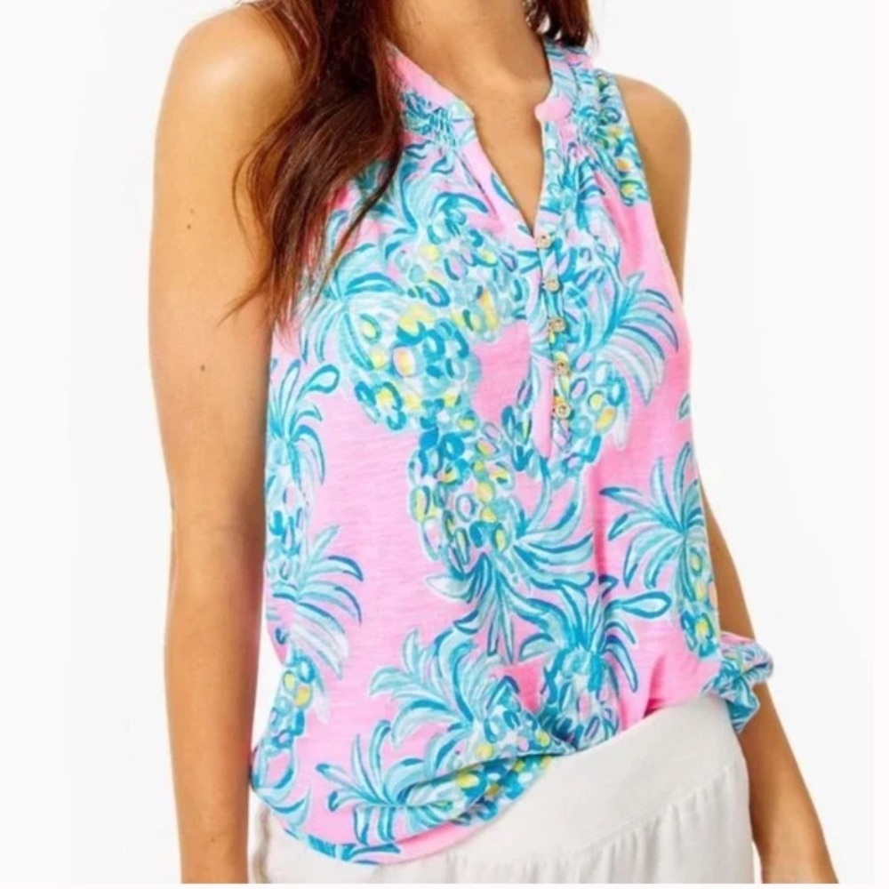 Lilly Pulitzer Essie Pineapple Printed Tunic‎ Top